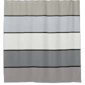 水彩紙に黒いストライプ色調の灰色の色調 シャワーカーテン (正面)