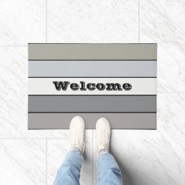 水彩紙に黒いストライプ色調の灰色の色調 ドアマット