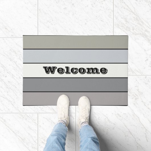 水彩紙に黒いストライプ色調の灰色の色調 ドアマット (室内)