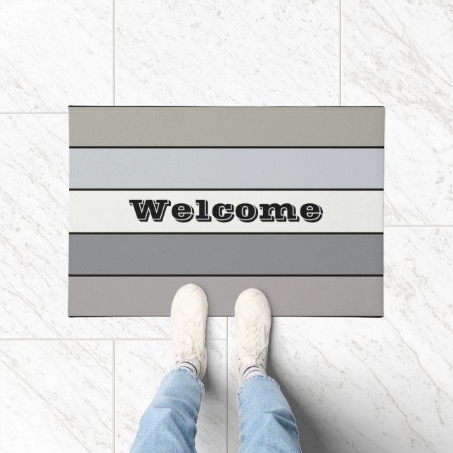 水彩紙に黒いストライプ色調の灰色の色調 ドアマット (室内)