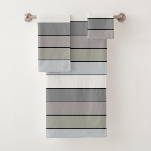 水彩紙に黒いストライプ色調の灰色の色調 バスタオルセット (インサイチュ)