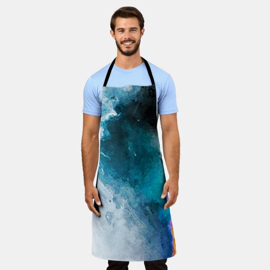 水彩紙の背景抽象芸術絵を描イル エプロン (着用した状態)