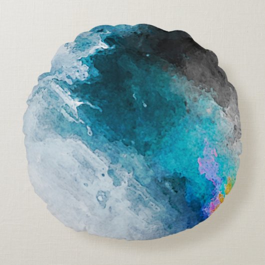 水彩紙の背景抽象芸術絵を描イル ラウンドクッション (正面)
