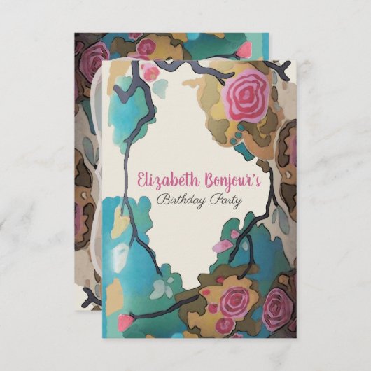 水彩紙の花 紙の種類とサイズのオプション - 返信& 招待状 (正面/裏面)