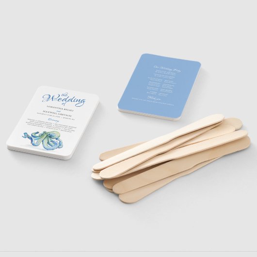 水彩紙ビーチ結婚式ファン ハンドファン (組立なし)