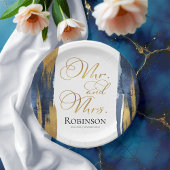 水彩紙プレート |青結婚の抽象芸術 ペーパープレート