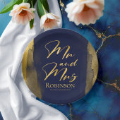 水彩紙プレート |青結婚の抽象芸術 ペーパープレート