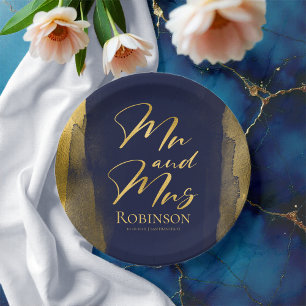 水彩紙プレート 青結婚の抽象芸術 ペーパープレート