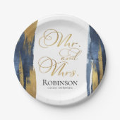 水彩紙プレート |青結婚の抽象芸術 ペーパープレート (正面)