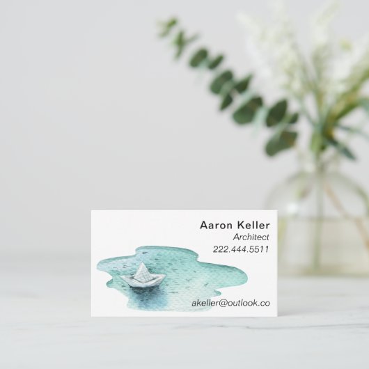 水彩紙ボート名刺 名刺 (スタンド正面)