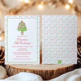 水彩紙吹雪クリスマスツリーパーティー 招待状