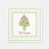 水彩紙吹雪クリスマスツリー スタンダードカクテルナプキン (正面)