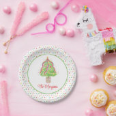 水彩紙吹雪クリスマスツリー ペーパープレート (パーティー)