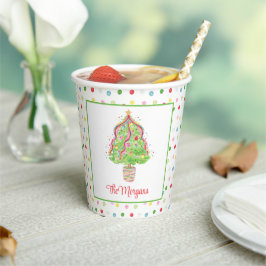 水彩紙吹雪クリスマスツリー 紙コップ