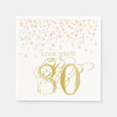 水彩紙吹雪ルック誰80エレガント誕生日 スタンダードカクテルナプキン (正面)