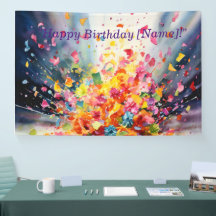水彩紙吹雪爆発誕生日バーン