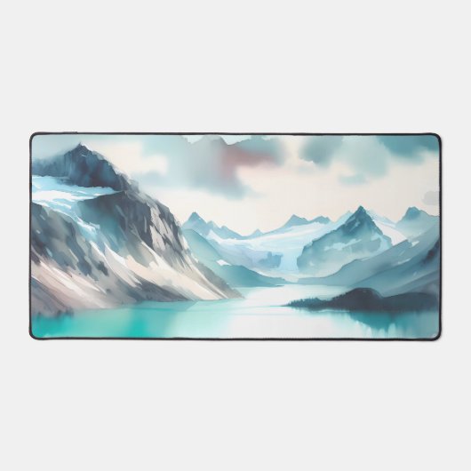 水彩素晴らしターコイズ氷河湖 デスクマット (正面)