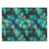 水彩素晴らし緑&金ゴールド大理石銀河系 テーブルクロス (正面(横))