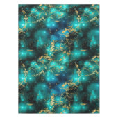 水彩素晴らし緑&金ゴールド大理石銀河系 テーブルクロス (正面)