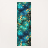 水彩素晴らし緑&金ゴールド大理石銀河系 ヨガマット (正面)