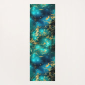 水彩素晴らし緑&金ゴールド大理石銀河系 ヨガマット (裏面)
