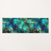 水彩素晴らし緑&金ゴールド大理石銀河系 ヨガマット (正面(横))