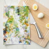 水彩素朴なグラフィックグランジデザインアート キッチンタオル (四つ折り)