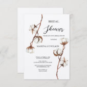 水彩素朴なブライダル綿花の招待 招待状 (正面/裏面)