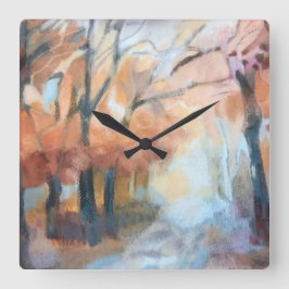 水彩素朴なボホオレンジイエローブラウン秋 スクエア壁時計