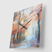 水彩素朴なボホオレンジイエローブラウン秋 スクエア壁時計 (傾斜)