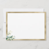 水彩素朴なユーカリ緑の金ゴールドありがとう 招待状 (裏面)