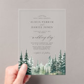 水彩素朴な松結婚林 アクリル招待状 (インサイチュ (ポータブル))