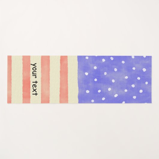 水彩素朴な米国アメリカ国旗のカスタム文字 ヨガマット (正面(横))