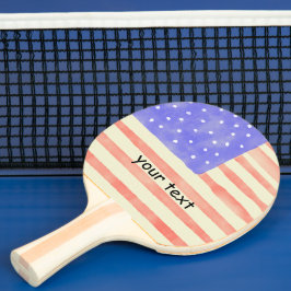 水彩素朴な米国アメリカ国旗のカスタム文字 卓球ラケット