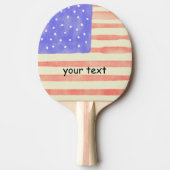 水彩素朴な米国アメリカ国旗のカスタム文字 卓球ラケット (正面)