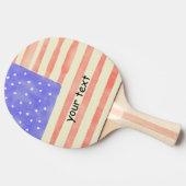 水彩素朴な米国アメリカ国旗のカスタム文字 卓球ラケット (横)