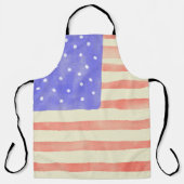 水彩素朴な米国アメリカ国旗 エプロン (正面)