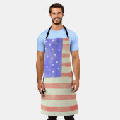 水彩素朴な米国アメリカ国旗 エプロン (着用した状態)