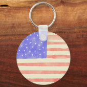 水彩素朴な米国アメリカ国旗 キーホルダー (正面)