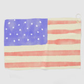 水彩素朴な米国アメリカ国旗 ゴルフタオル (横)
