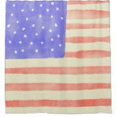 水彩素朴な米国アメリカ国旗 シャワーカーテン (正面)