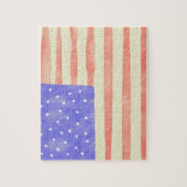 水彩素朴な米国アメリカ国旗 ジグソーパズル (縦)