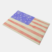 水彩素朴な米国アメリカ国旗 ドアマット (アングル)