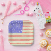 水彩素朴な米国アメリカ国旗 ペーパープレート (パーティー)