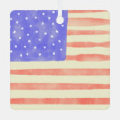 水彩素朴な米国アメリカ国旗 メタルオーナメント (正面)