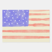 水彩素朴な米国アメリカ国旗 ラッピングペーパーシート (正面)