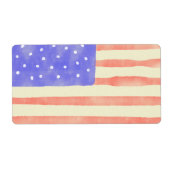 水彩素朴な米国アメリカ国旗 ラベル (正面)