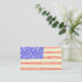 水彩素朴な米国アメリカ国旗 名刺 (スタンド正面)