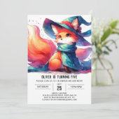 水彩素朴キツネ誕生日 招待状 (スタンド正面)