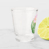 水彩素朴サボテンのピンク色の花 ショットグラス (左)